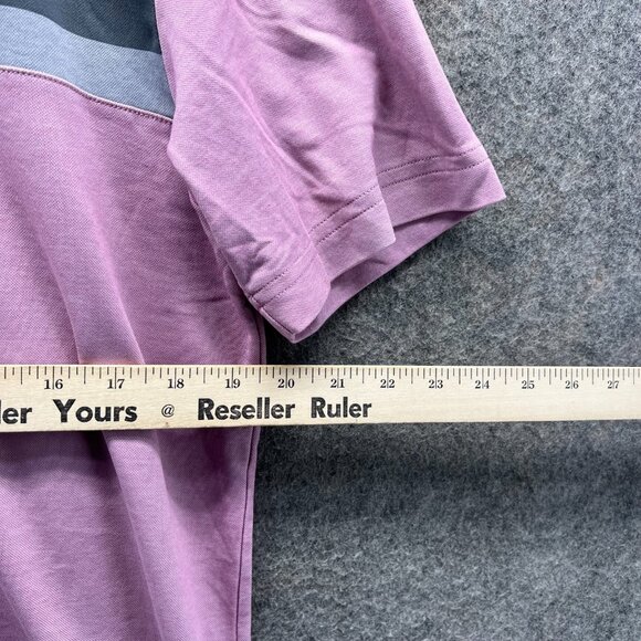 Travis Mathew Polo Shirt Mens Medium Pink Grey Preppy Mesh Golf Performance - Picture 3 of 11